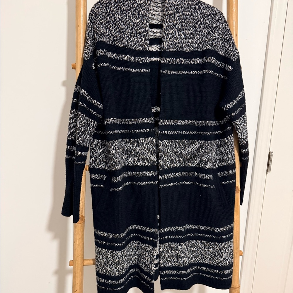 Athleta Black and Gray Striped Cardigan